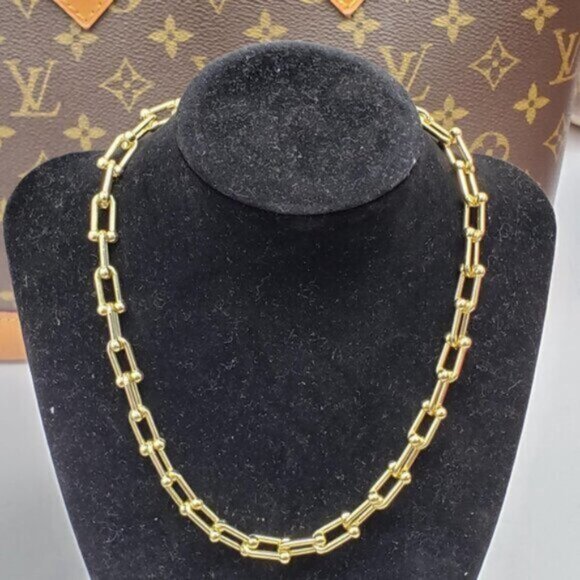 Gold Plated Horse Shoe Necklace Chain - Picture 1 of 4